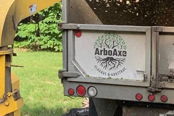 Broyeur de bois déchiquetant des branches, ArboAxe marqué